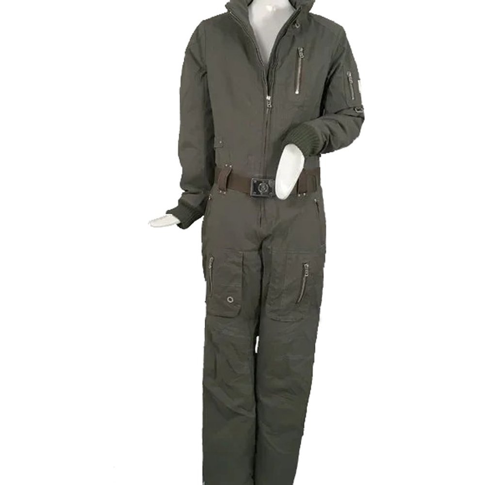 NEW Bogner Womens One Piece Ski Suit! 6 L Grayish Green Satiny Red Asian Lining